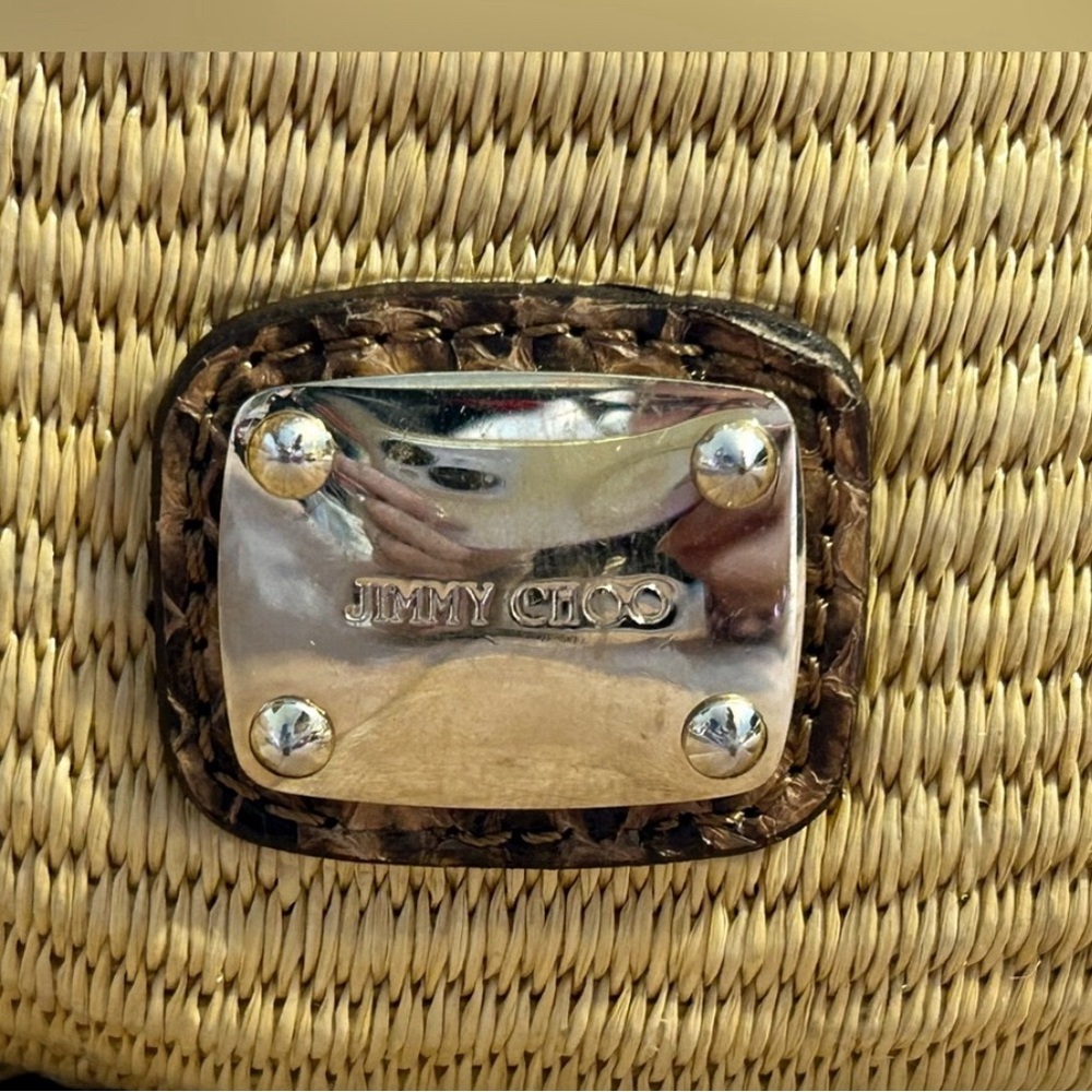 Jimmy Choo Brown Raffia Solar Hobo W/Python - image 8